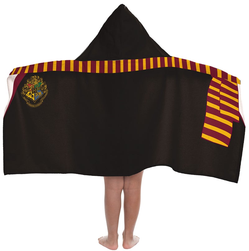 Jay Franco Kids Hooded Towel â€“ 22" x 51" Super Soft Bath Wrap with 3D Hood, Beach, Pool & Travel, Official Licensed Product, Black - Harry Potter - Image 1